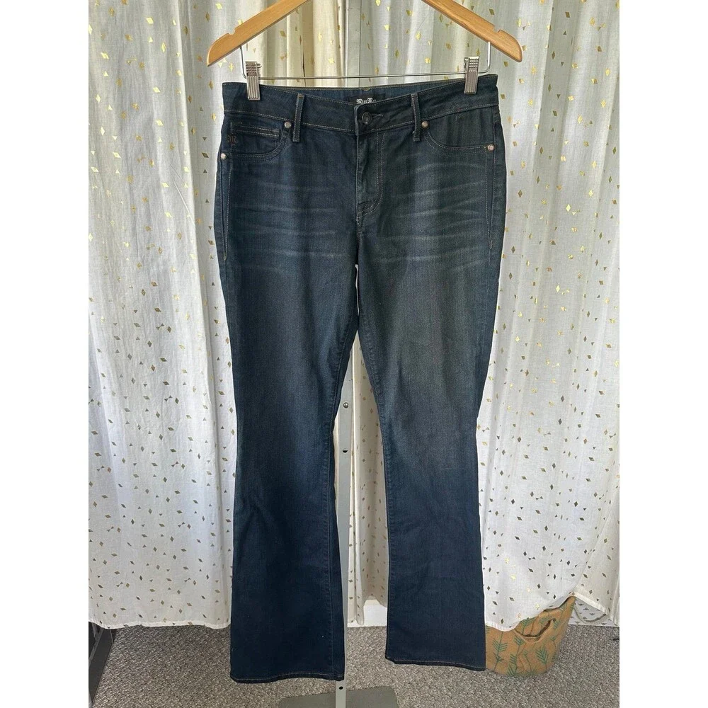 Miss Me Women's Stretch Bootcut Flare Faux Front Pockets Zip Up Denim Jeans 30